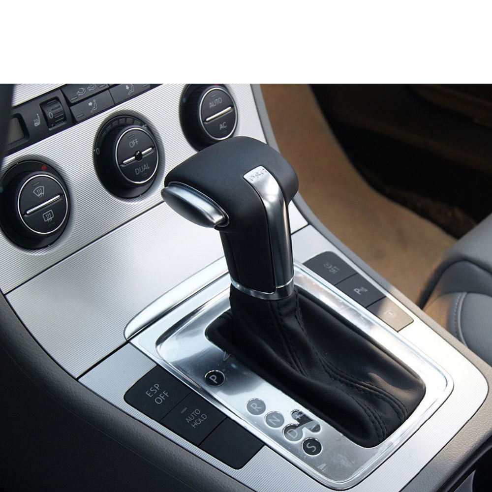 Loncky Black Genuine Leather Custom Car Gear Shift Knob Cover for